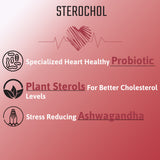 Sterochol 3 benefits image, Heart healthy probiotic, Cholesterol lowering Plant sterols, Stress relief ashwagandha