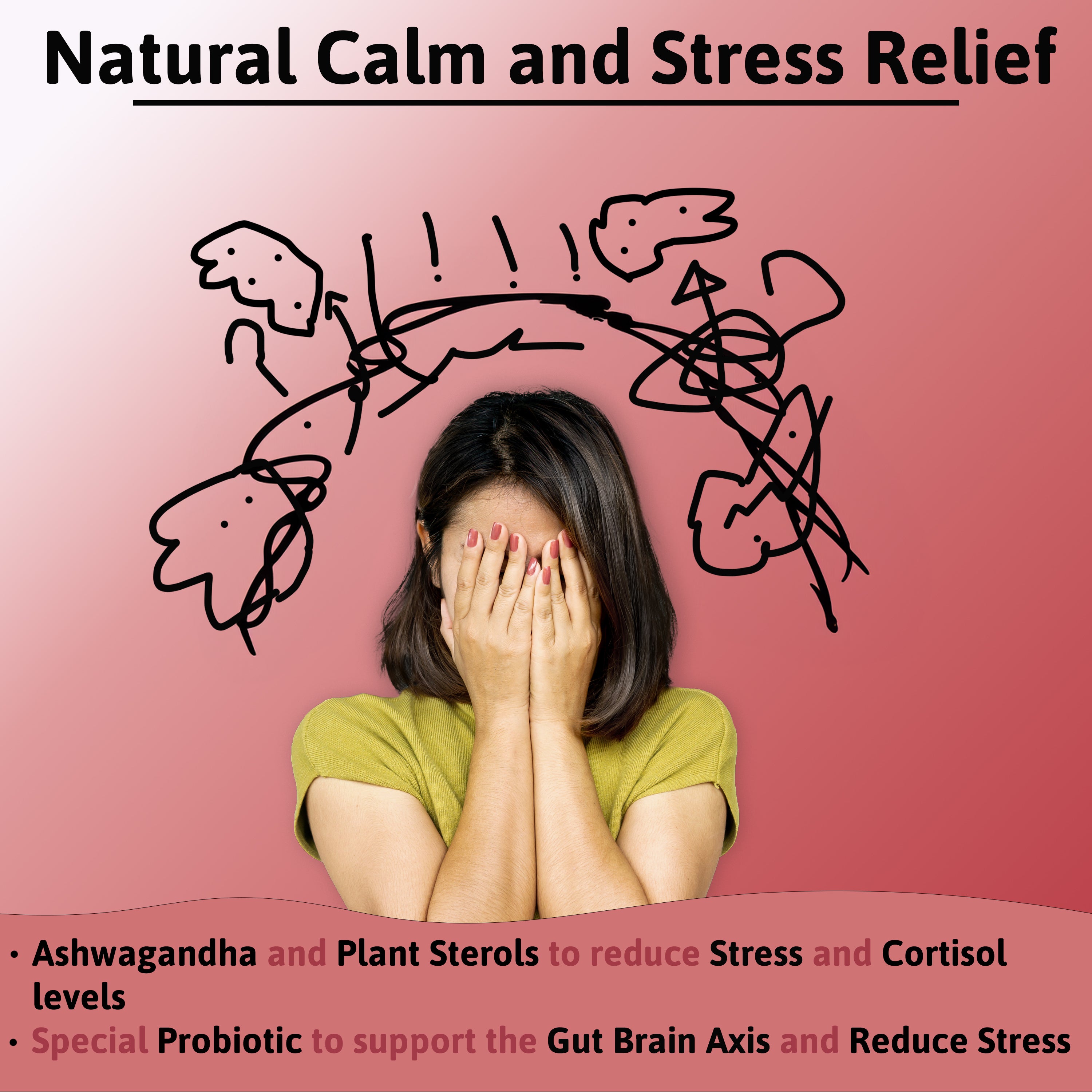 Sterochol ashwagandha  natural calm and stress relief supplement.  With a probiotic to focus on the heart and gut health.  Less bloating, reduce stress. 