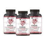 Three bottles of Sterochol supplement on a white background